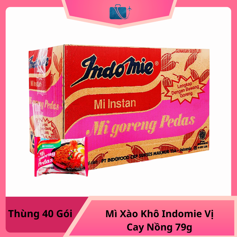 Thùng 40 Gói Mì Xào Khô Indomie Vị Cay Nồng 79g