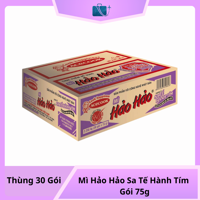 Thùng 30 Gói Mì Hảo Hảo Sa Tế Hành Tím 75g