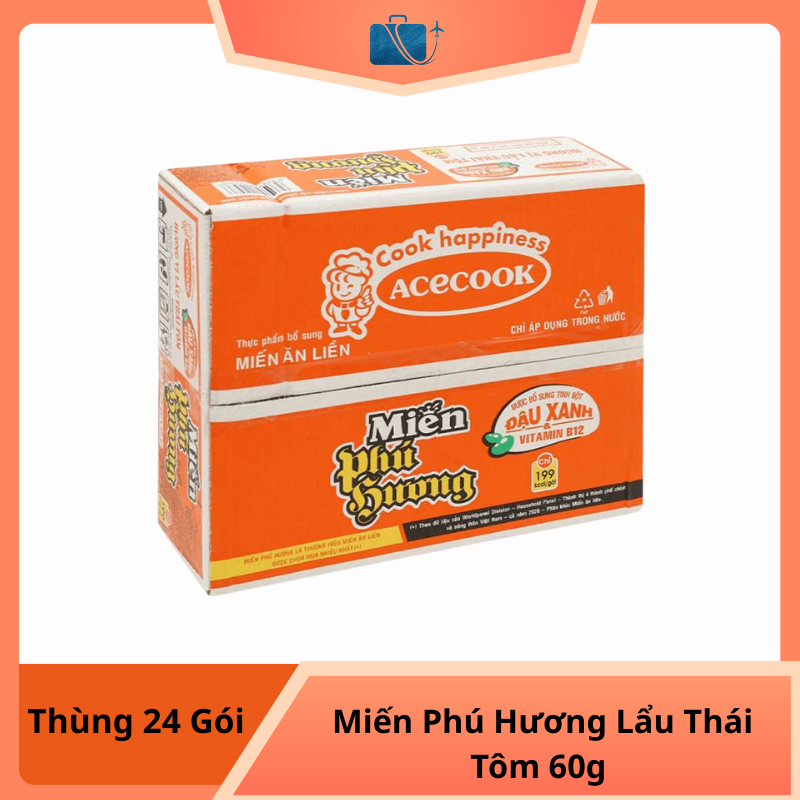 Thùng 24 Gói Miến Phú Hương Lẩu Thái Tôm 60g