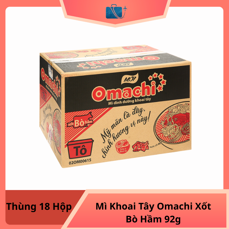Thùng 18 Hộp Mì Khoai Tây Omachi Xốt Bò Hầm 92g