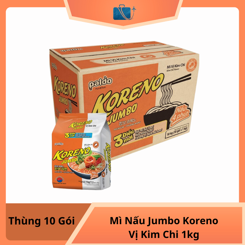 Thùng 10 Gói Mì Nấu Jumbo Koreno Vị Kim Chi 1kg