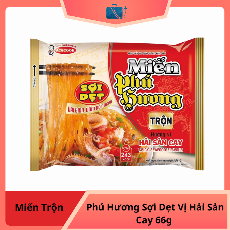 Miến Trộn Phú Hương Sợi Dẹt Vị Hải Sản Cay 66g