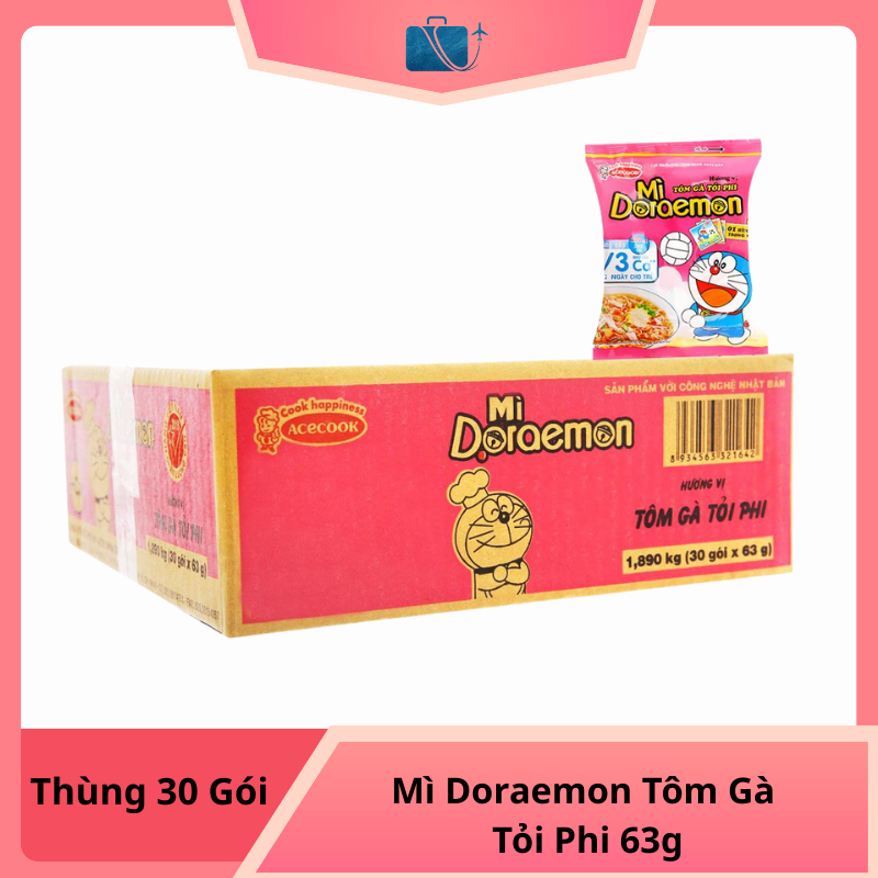 Thùng 30 Gói Mì Doraemon Tôm Gà Tỏi Phi 63g