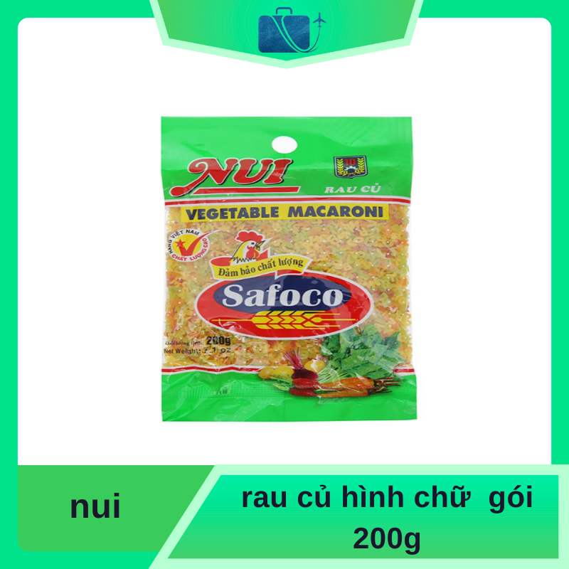 Nui Rau Củ Hình Chữ Safoco Gói 200g