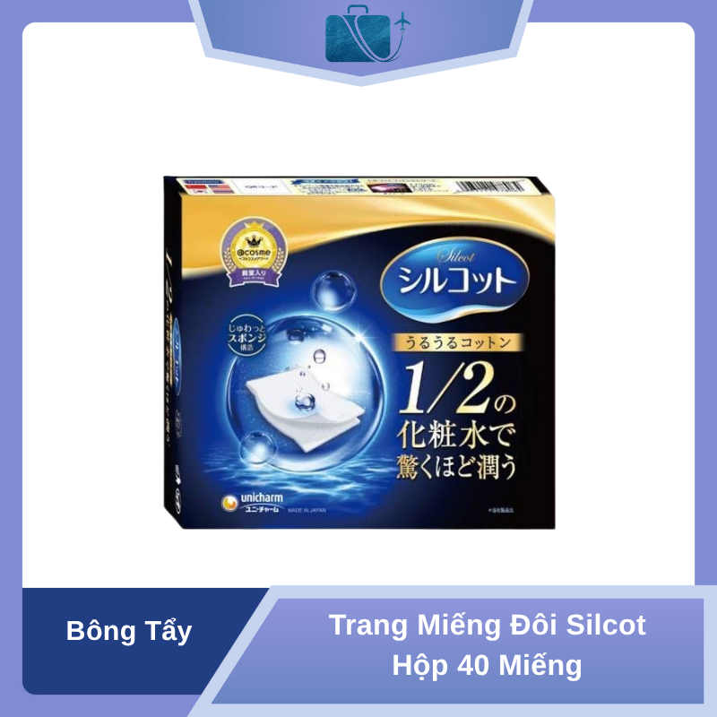 Bông Tẩy Trang Miếng Đôi Silcot Hộp 40 Miếng