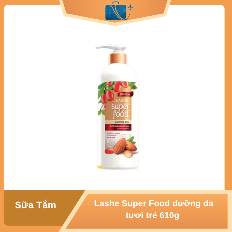 Sữa Tắm LASHE SUPERFOOD Dưỡng Da Sáng Mịn 610g