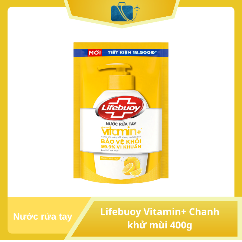 Nước Rửa Tay Lifebuoy Vitamin+ Chanh Khử Mùi 400g