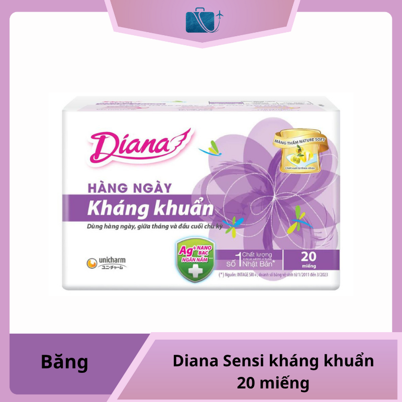 Băng vệ sinh hàng ngày Diana Sensi kháng khuẩn 20 miếng