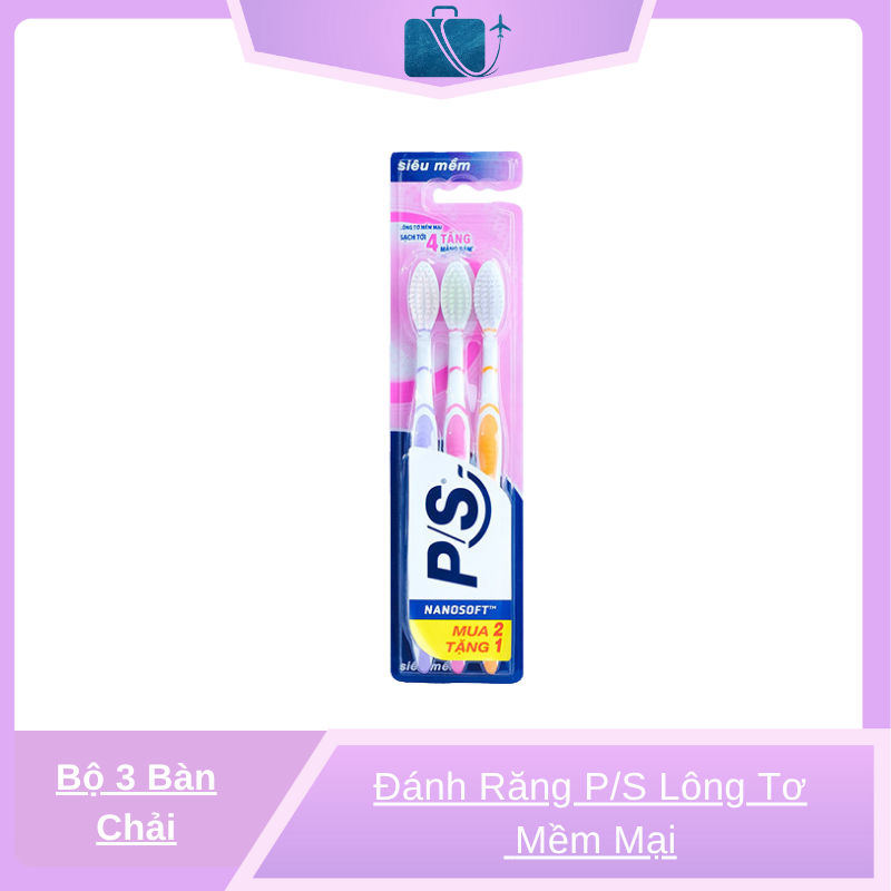 Bộ 3 Bàn Chải Đánh Răng P/S Lông Tơ Mềm Mại