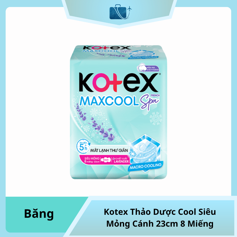 Băng Vệ Sinh Kotex Thảo Dược Cool Siêu Mỏng Cánh 23cm 8 Miếng