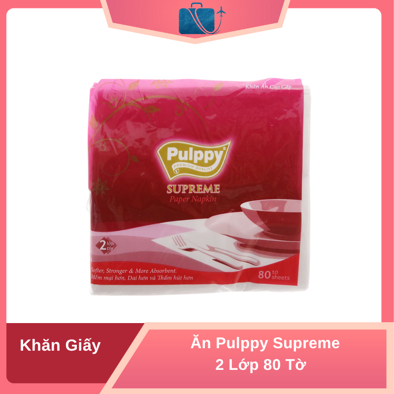 Khăn Giấy Ăn Pulppy Supreme 2 Lớp 80 Tờ