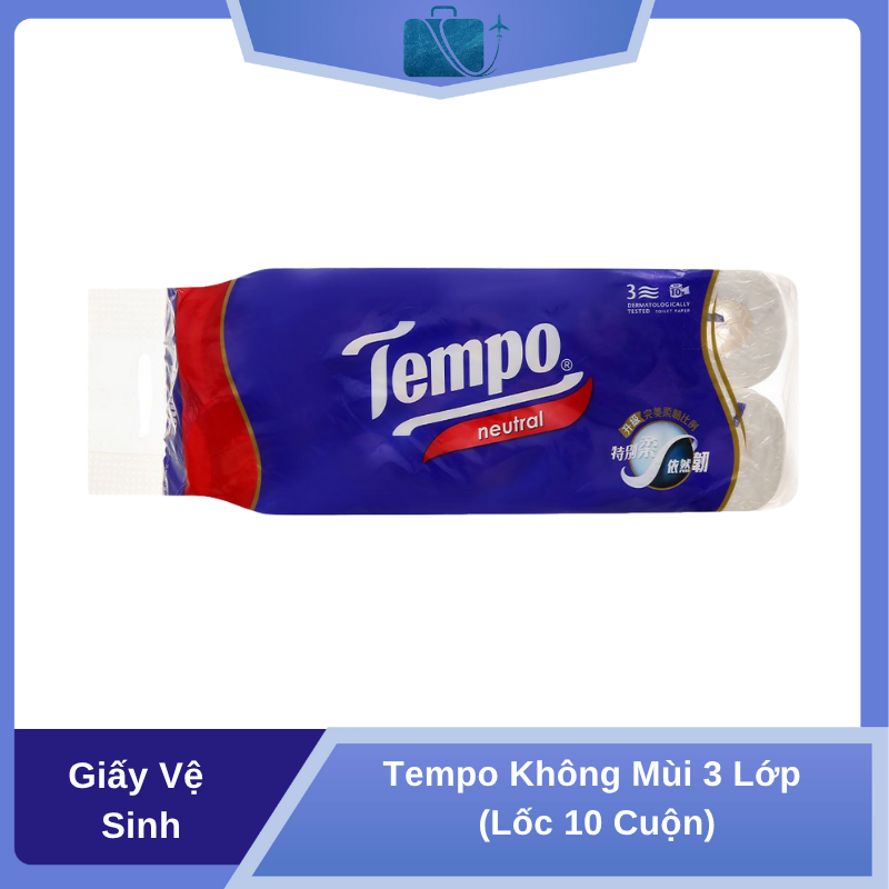 Giấy Vệ Sinh Tempo Không Mùi 3 Lớp (Lốc 10 Cuộn)