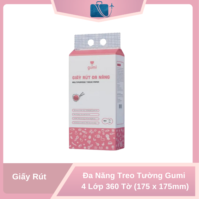 Giấy Rút Đa Năng Treo Tường Gumi 4 Lớp 360 Tờ (175 x 175mm)