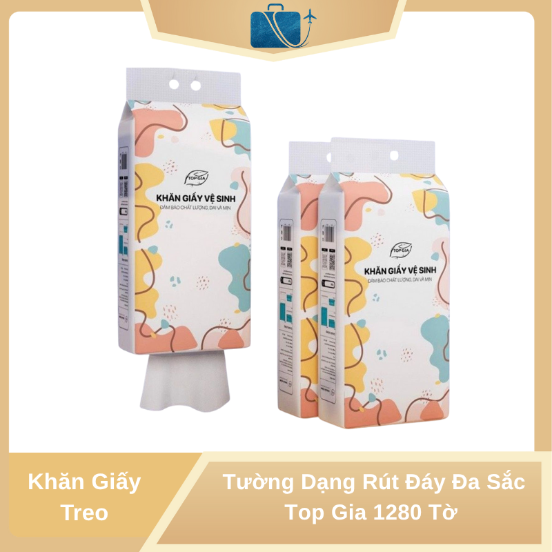 Khăn Giấy Treo Tường Dạng Rút Đáy Đa Sắc Top Gia 1280 Tờ