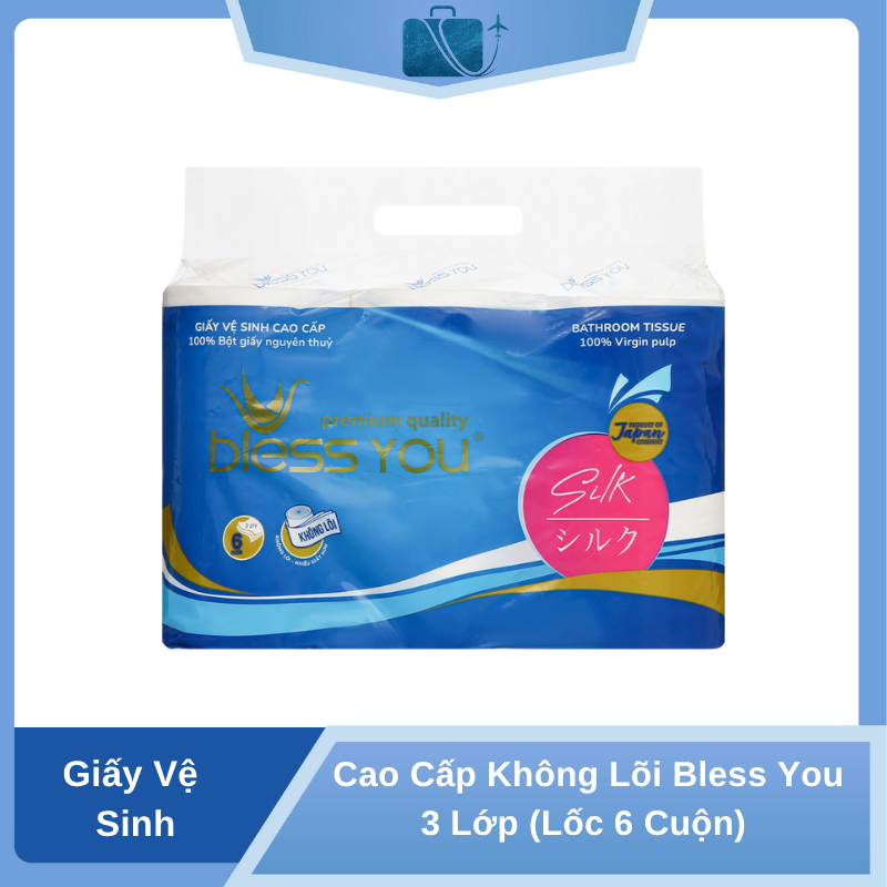 Giấy Vệ Sinh Cao Cấp Không Lõi Bless You 3 Lớp (Lốc 6 Cuộn)