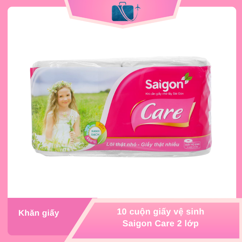 Giấy Vệ Sinh Saigon Care 2 Lớp – 10 Cuộn Tiện Dụng, Mềm Mại, Giá Tốt