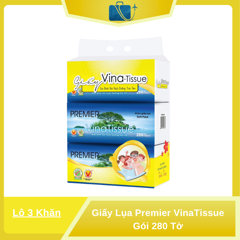 Lô 3 Khăn Giấy Lụa Premier VinaTissue Gói 280 Tờ