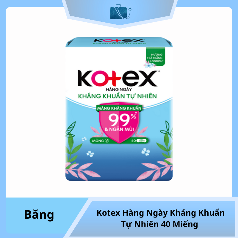 Băng Vệ Sinh Kotex Hàng Ngày Kháng Khuẩn Tự Nhiên 40 Miếng