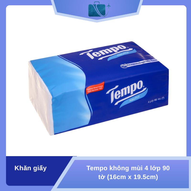 Khăn Giấy Rút Tempo Không Mùi 4 Lớp (90 Tờ – 16x19.5cm)