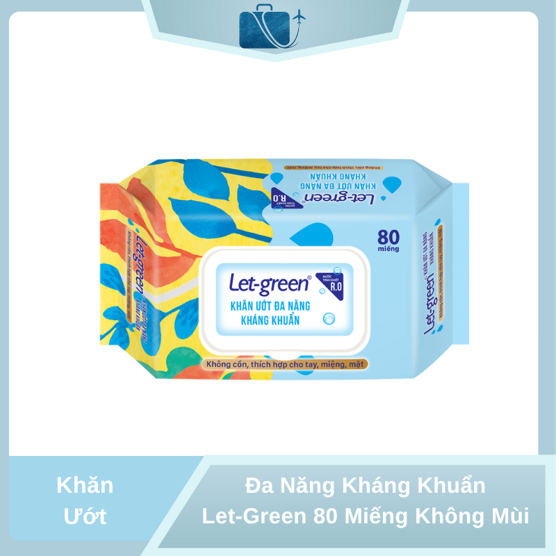 Khăn Ướt Đa Năng Kháng Khuẩn Let-Green 80 Miếng Không Mùi