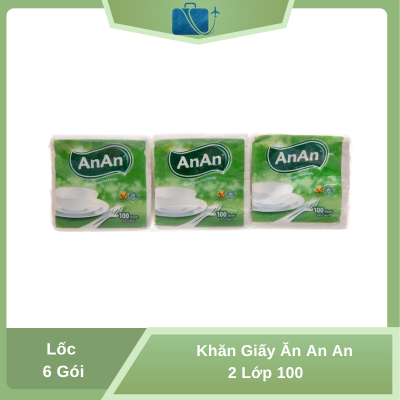 Lốc 6 Gói Khăn Giấy Ăn An An 2 Lớp 100 Tờ