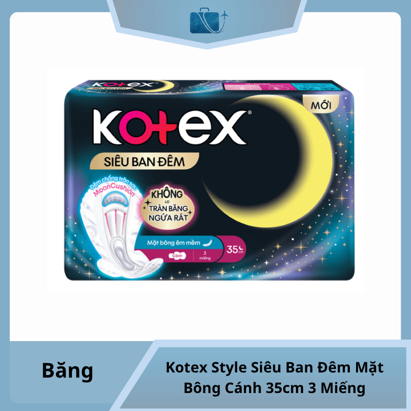 Băng Vệ Sinh Kotex Style Siêu Ban Đêm Mặt Bông Cánh 35cm 3 Miếng