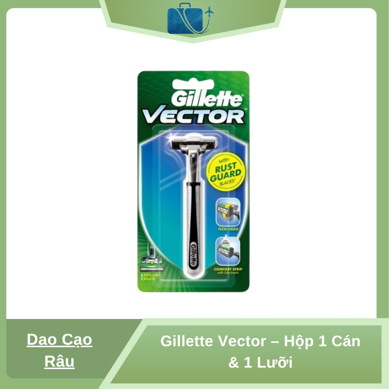Dao Cạo Râu Gillette Vector – Hộp 1 Cán & 1 Lưỡi