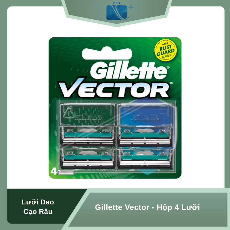 Lưỡi Dao Cạo Râu Gillette Vector - Hộp 4 Lưỡi Chính Hãng, Sắc Lẹm, Bền Bỉ