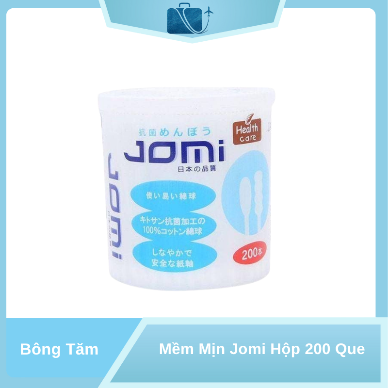 Bông Tăm Mềm Mịn Jomi Hộp 200 Que