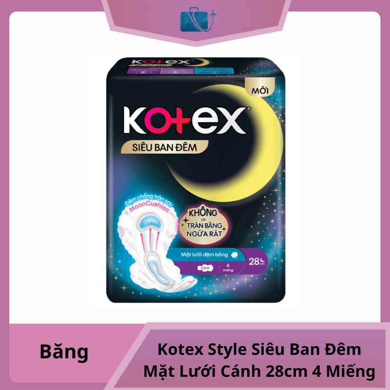 Băng Vệ Sinh Kotex Style Siêu Ban Đêm Mặt Lưới Cánh 28cm 4 Miếng
