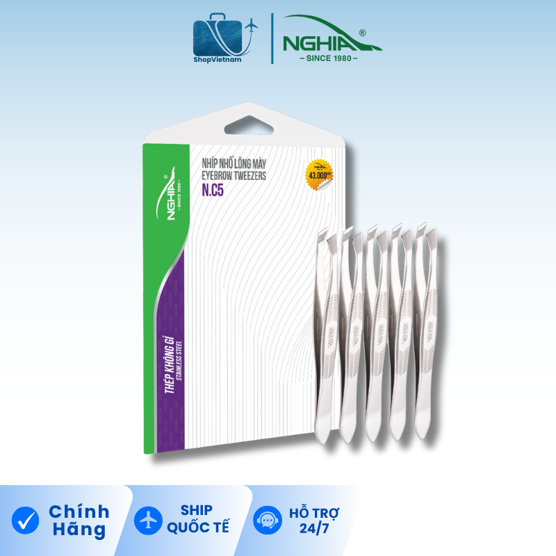 Nhíp nhổ lông mày Kềm Nghĩa vỉ 5 cây N.C5