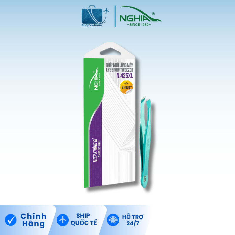 Nhíp nhổ lông mày Kềm Nghĩa N.425 xanh lá