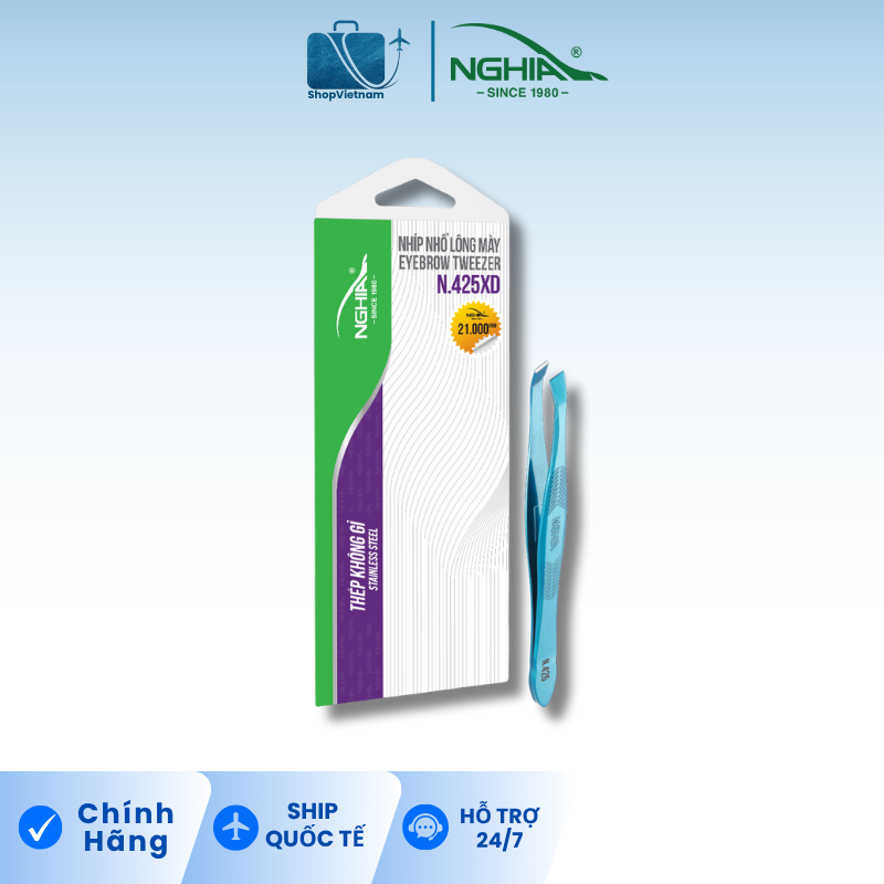 Nhíp nhổ lông mày Kềm Nghĩa N.425 xanh dương