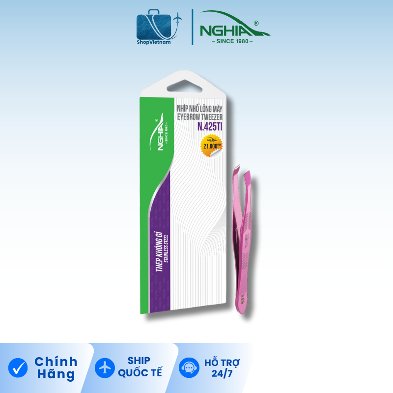 Nhíp nhổ lông mày Kềm Nghĩa N.425 tím