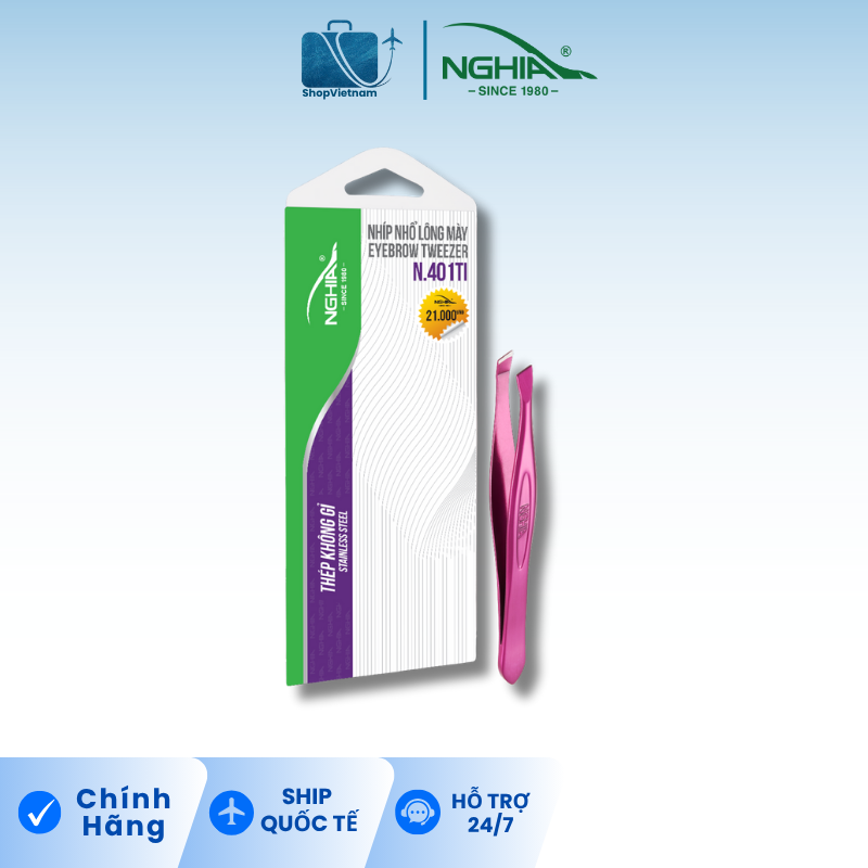 Nhíp nhổ lông mày Kềm Nghĩa N.401 tím