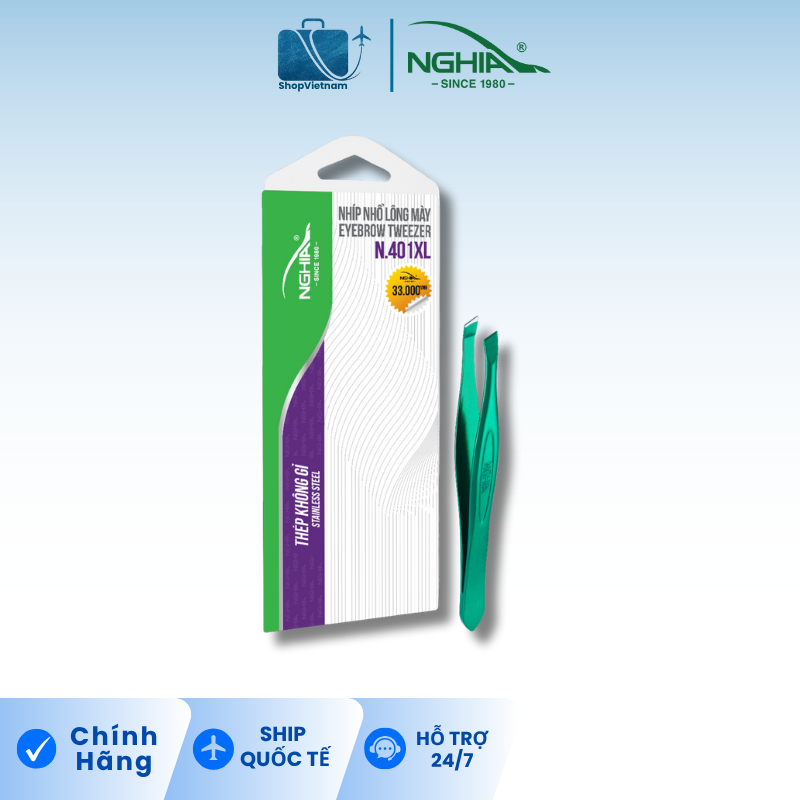 Nhíp nhổ lông mày Kềm Nghĩa N.401 xanh lá