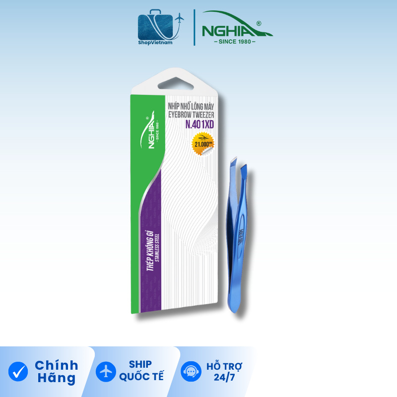 Nhíp nhổ lông mày Kềm Nghĩa N.401 xanh dương