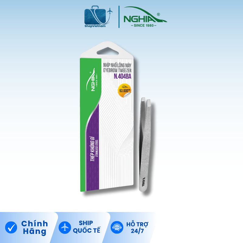 Nhíp nhổ lông mày Kềm Nghĩa N.404 - Màu bạc