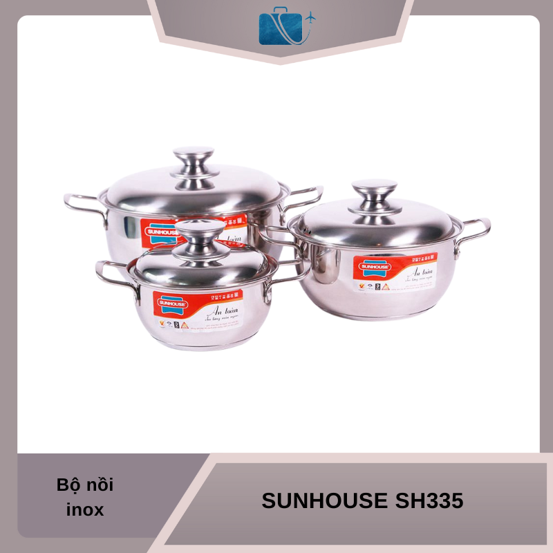 Bộ Nồi Inox 3 Đáy SUNHOUSE SH335