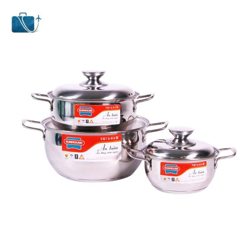 Bộ Nồi Inox 3 Đáy SUNHOUSE SH335 2