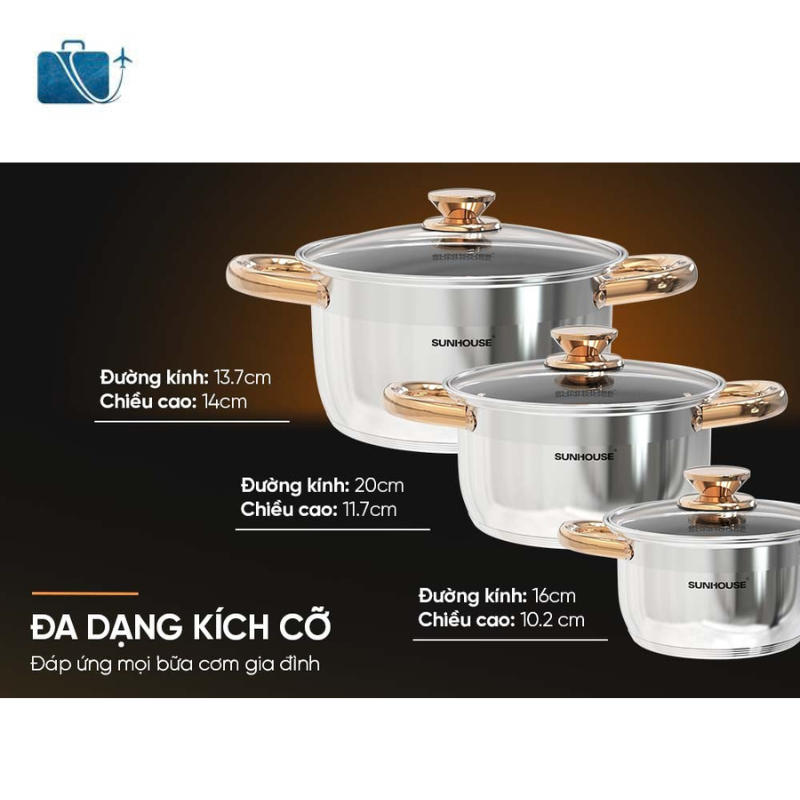 Bộ Nồi Inox 5 Đáy SUNHOUSE SH781 2