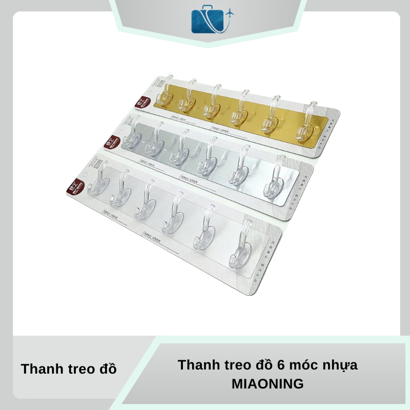 Thanh Treo Đồ 6 Móc Nhựa MIAONING 35x6.4cm