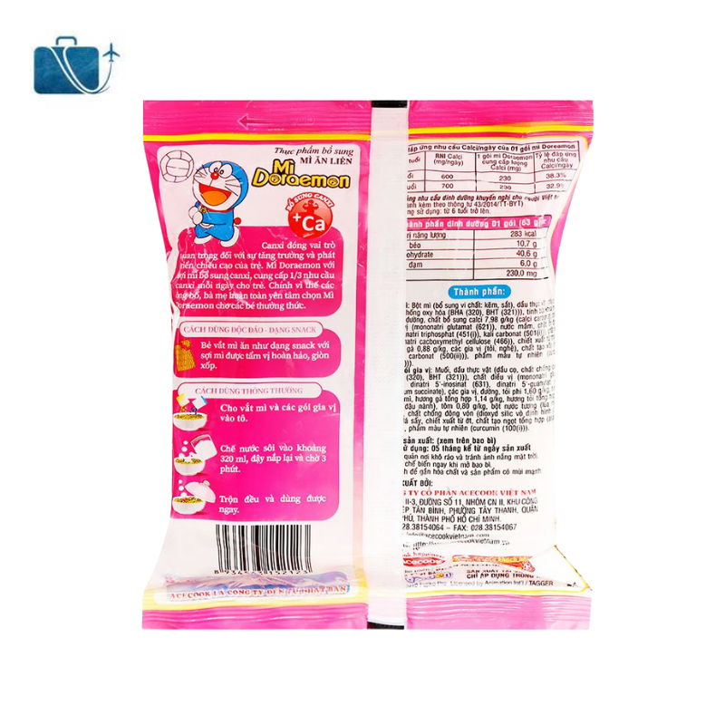 Mì Doraemon Tôm Gà Tỏi Phi Gói 63g 2