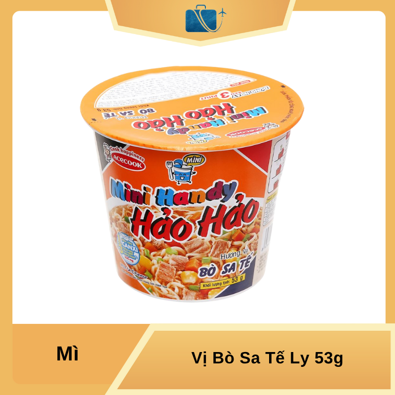 Mì Ăn Liền Mini Handy Hảo Hảo Vị Bò Sa Tế Ly 53g