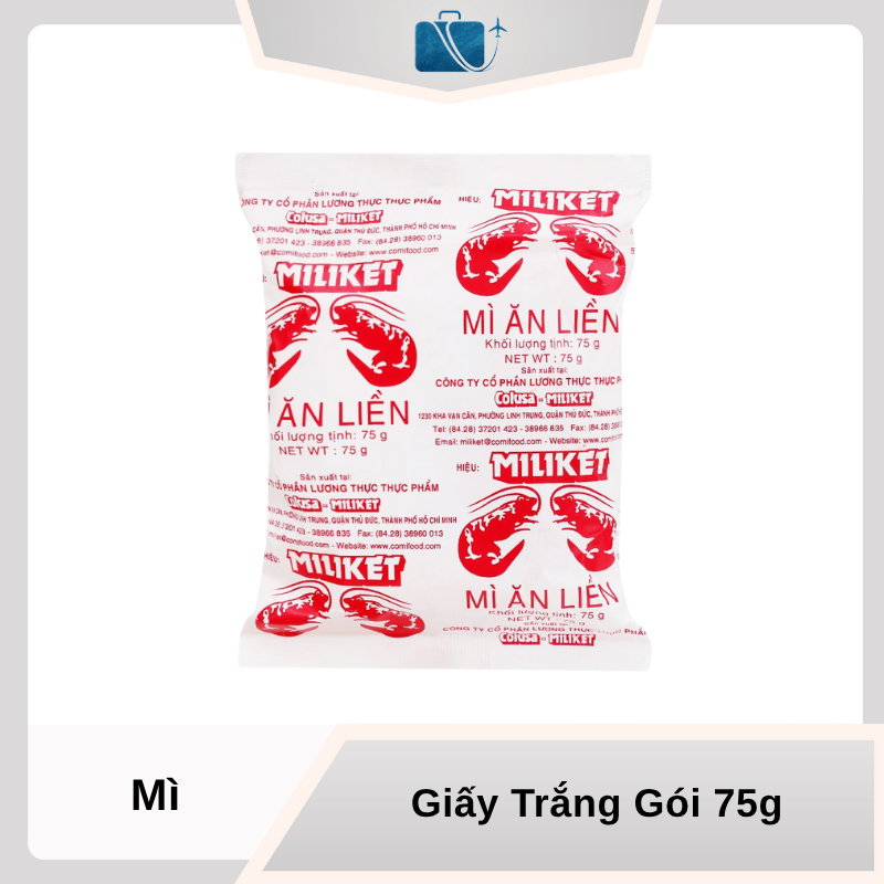 Mì Hai Tôm Miliket Giấy Trắng Gói 75g