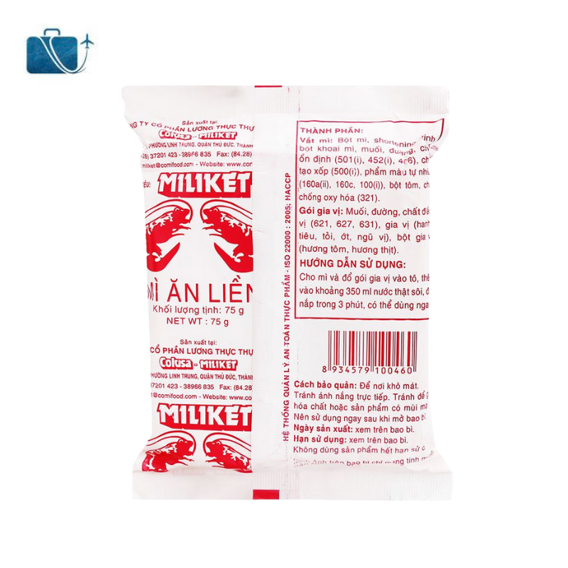 Mì Hai Tôm Miliket Giấy Trắng Gói 75g 3