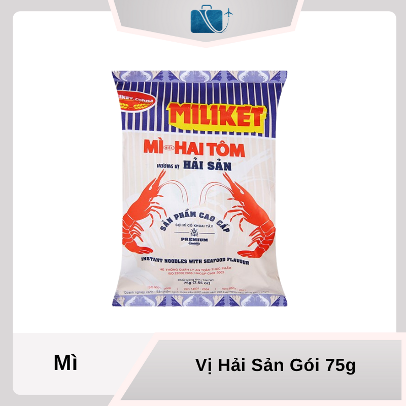 Mì Hai Tôm Miliket Hương Vị Hải Sản Gói 75g