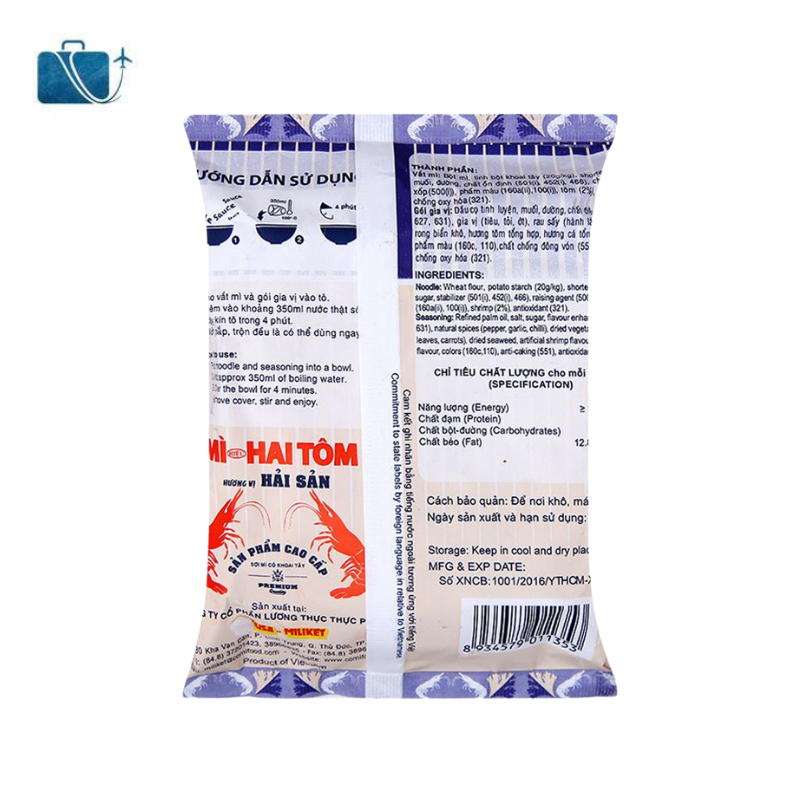 Mì Hai Tôm Miliket Hương Vị Hải Sản Gói 75g 3