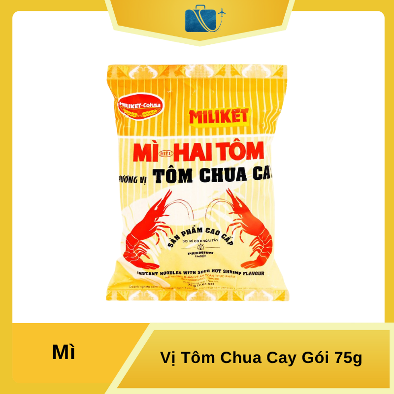 Mì Hai Tôm Miliket Tôm Chua Cay Gói 75g