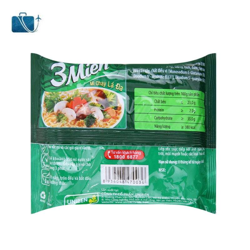 Mì Chay Lá Đa 3 Miền Gói 65g 3